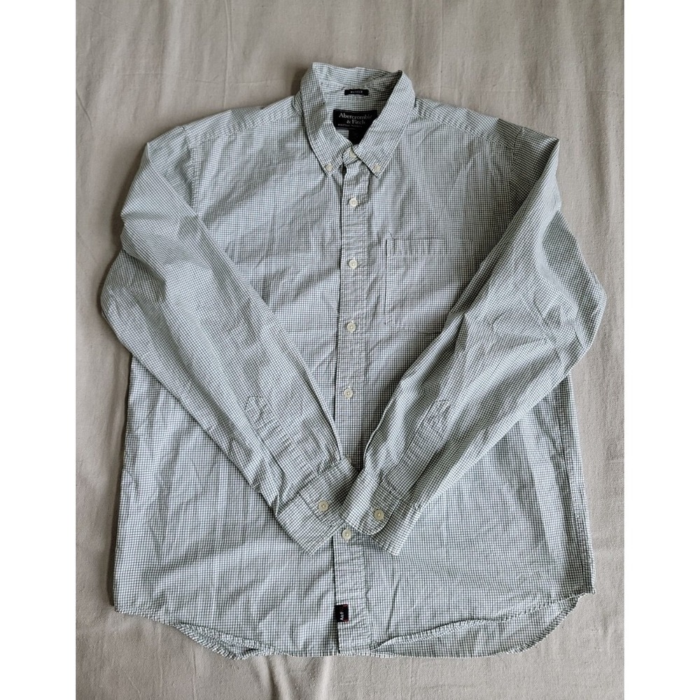 Abercrombie Fitch Shirt Mens L Muscle Green Check Preppy Casual Vintage 90s Y2K